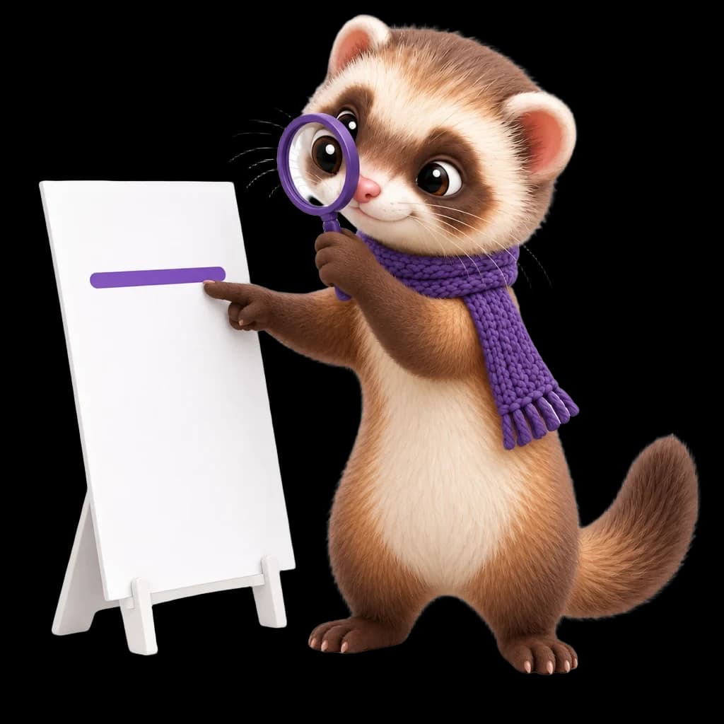 Snoot looking at a sentence on a screen through a magnifier